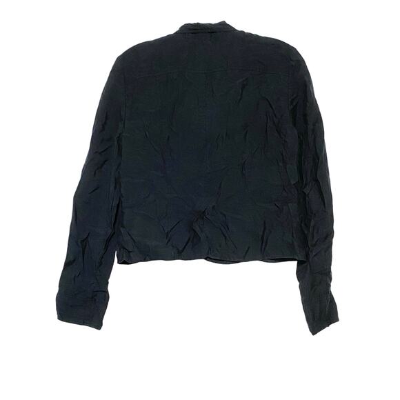 Free People Blazer Jacket Black Floral Lined Asymmetrical Buttons Ruffle Women 4 - Picture 2 of 8